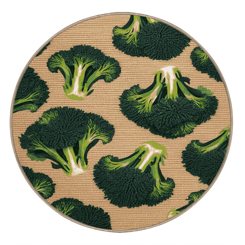  Tapis lavable avec légumes choux broccoli, Rond 6 pi