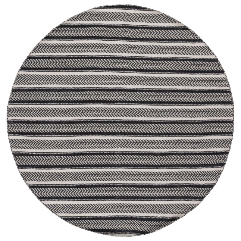Annia Flat Weave Cotton Striped Rug, Round 6'
