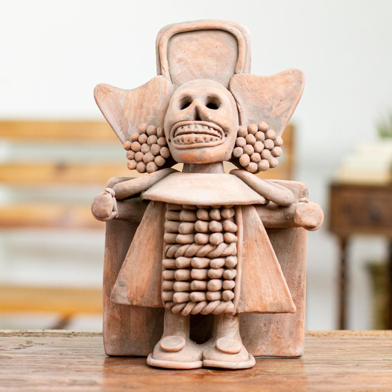 Sculpture en terre cuite Mictlantecuhtli faite à la main