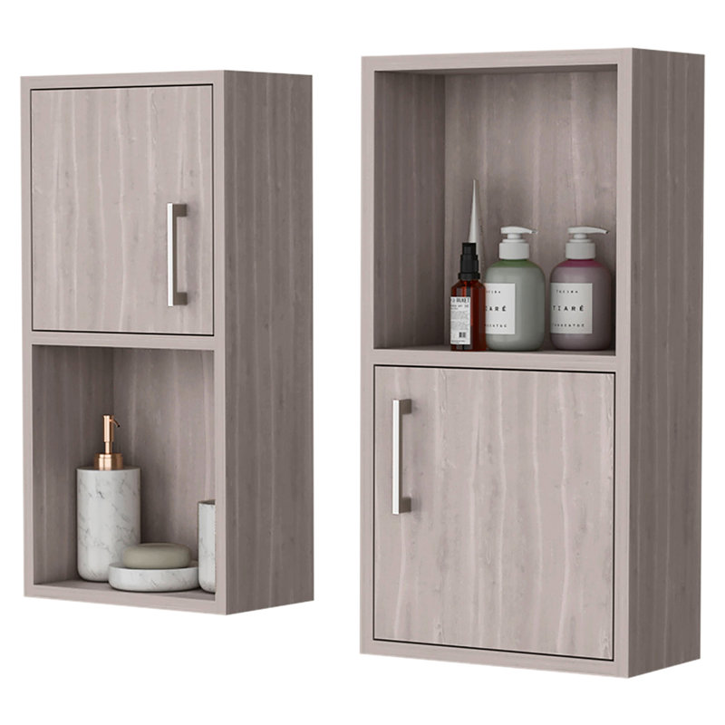 Armoires de salle de bain à tablette ouverte en chêne blanc - Accessoire de rangement pratique et efficace, Chêne blanc