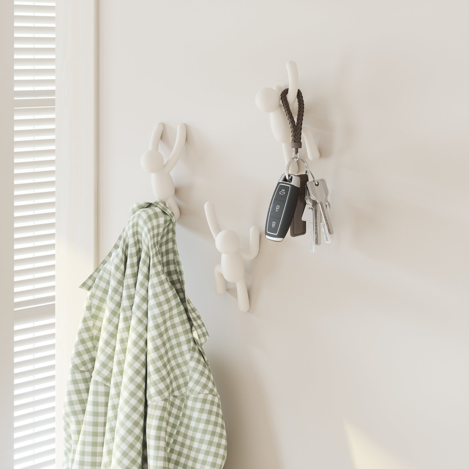 Buddy Plastic Wall Hook, White