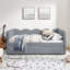 Lit de jour en vichy double avec couchette simple sans sommier, avec port USB et adorable tissu en forme de vague-316688442