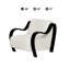 Fauteuil d'appoint Curva Luxe Boucle avec revêtement crème et accoudoirs en bois naturel, fauteuil Mid-Century-1973579590-1979428926