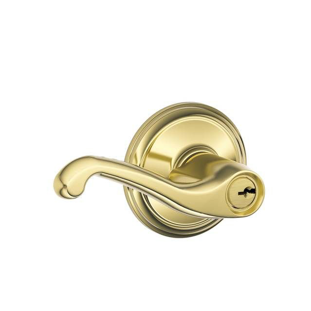 Flair Lever Keyed Entry Lock, Bright Brass, null