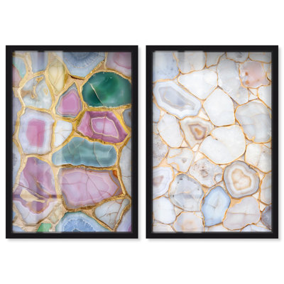 «Golden Luxe Minimalist Set Geode Shadowbox» par Art Remedy