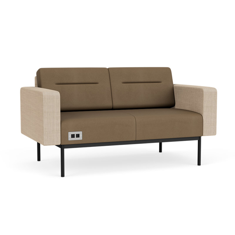 Causeuse de réception Darsey, Avec alimentation, Noir, Patriot Plus taupe; calcaire Chambray