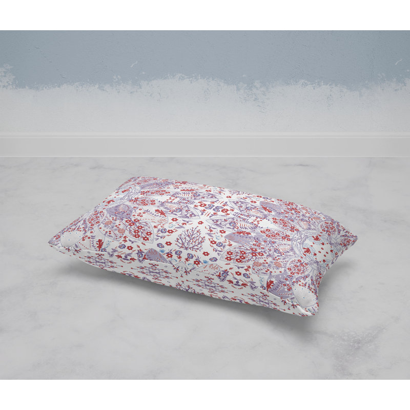 Floral Viceroy  Rectangular Throw Pillow, Red/Purple