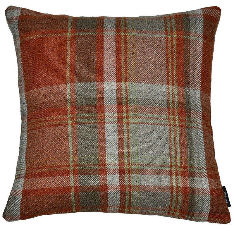 Griggs Plaid Square Cushion Cover, Burnt Orange, 60 x 60cm
