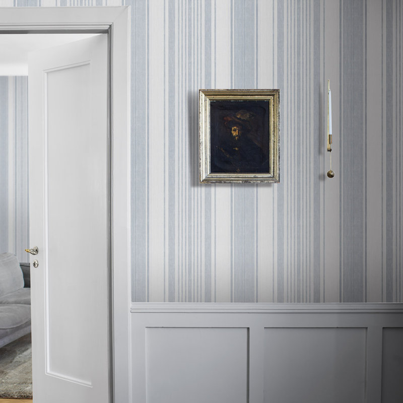 Boråstapeter Linen Stripe Wallpaper, Blue