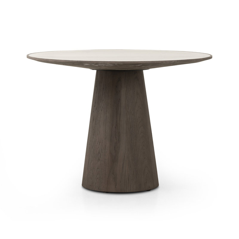 Skye Round Dining Table 42"-Weathered Dark Oak, White Marble/Weathered Dark Oak