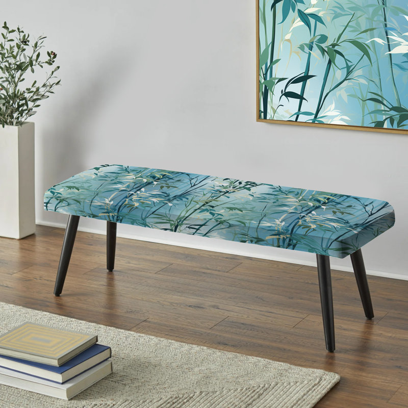 Banc oriental rembourré noir, Natures Botanical Ferns Jungle Harmony I