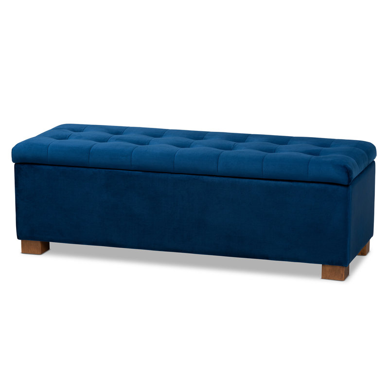 Mesina Upholstered Ottoman, Navy Blue
