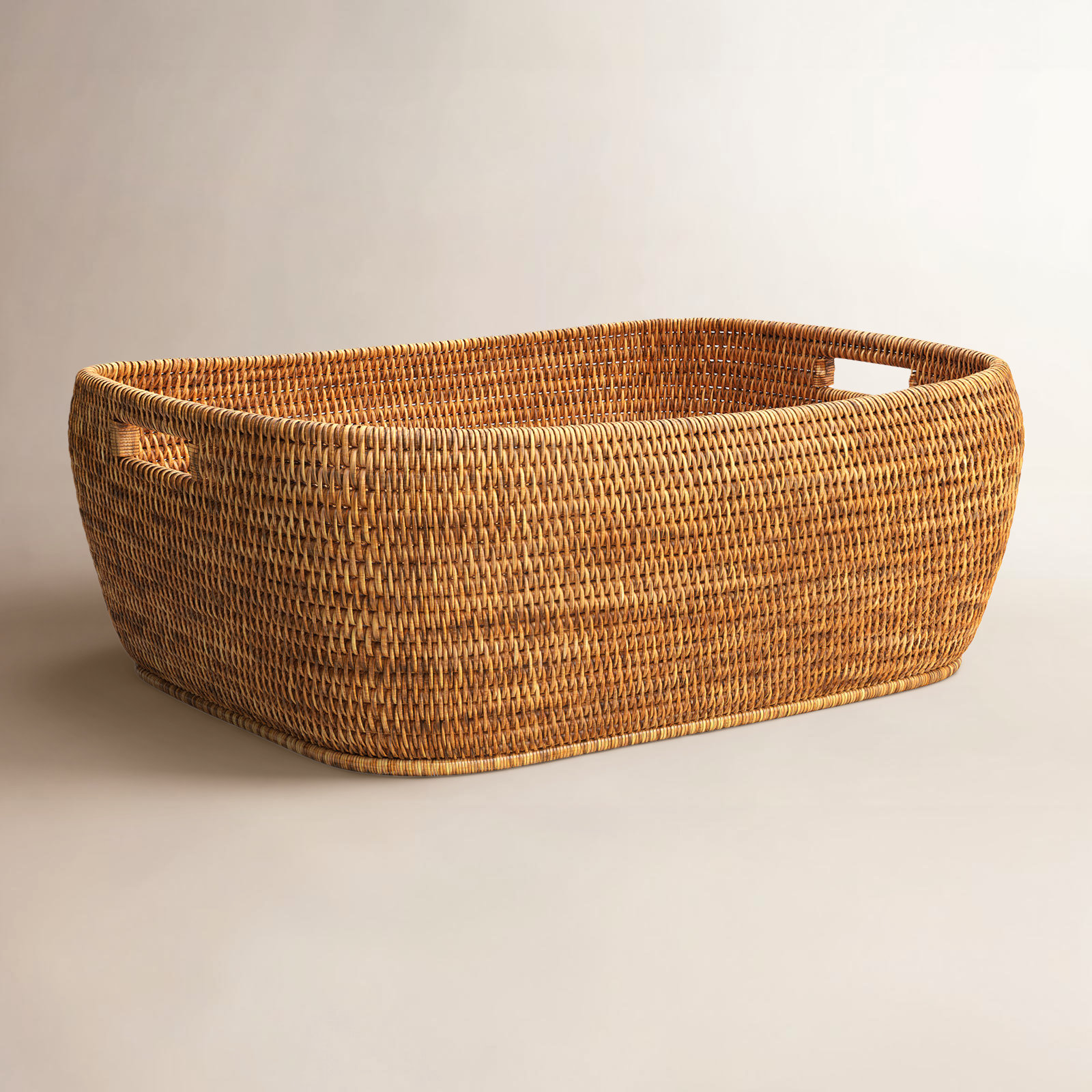 Handmade Coastal Decorative Basket 1, Honey Brown, 9" H x 26" W x 20" D