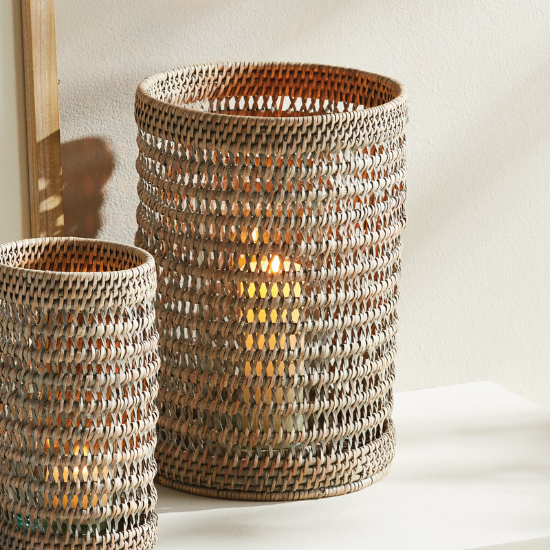 BURMA RATTAN HURRICANE SMALL, 12.60" H x 8.66" W x 8.66" D, Brown