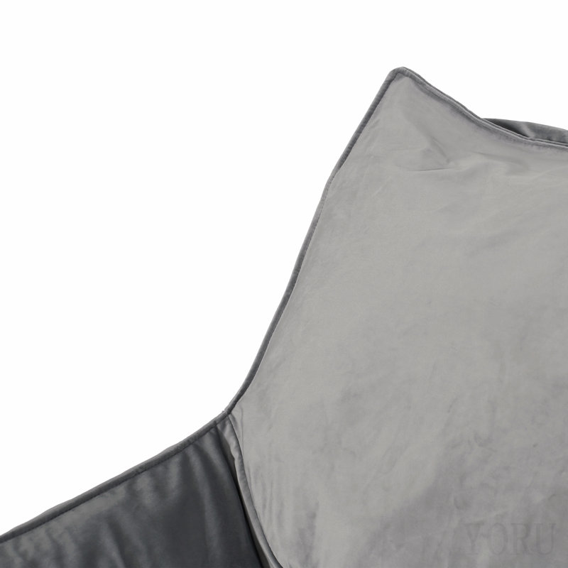 Fauteuil à billes en velours avec accoudoirs, gris