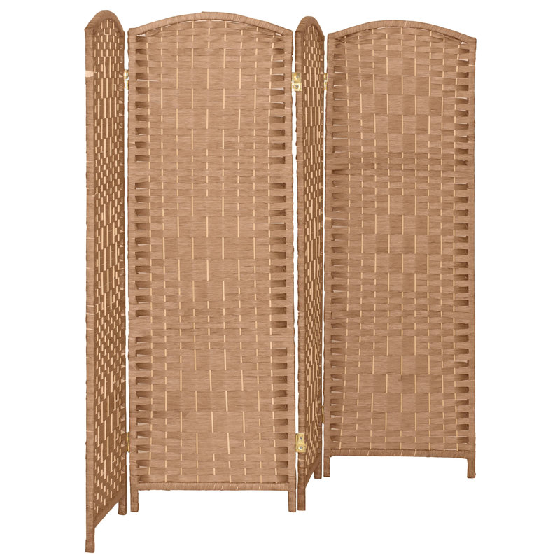 Short Diamond Weave Folding Screen, 4, 4 ft, Natural