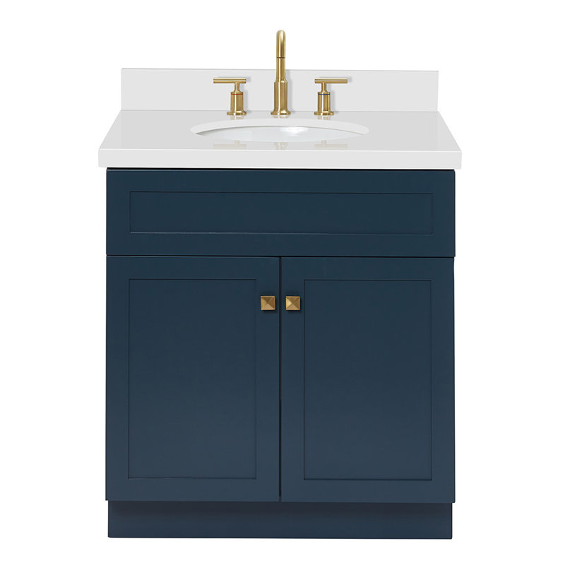 Ensemble de meuble-lavabo simple 31 po avec miroir Abell, Bleu minuit