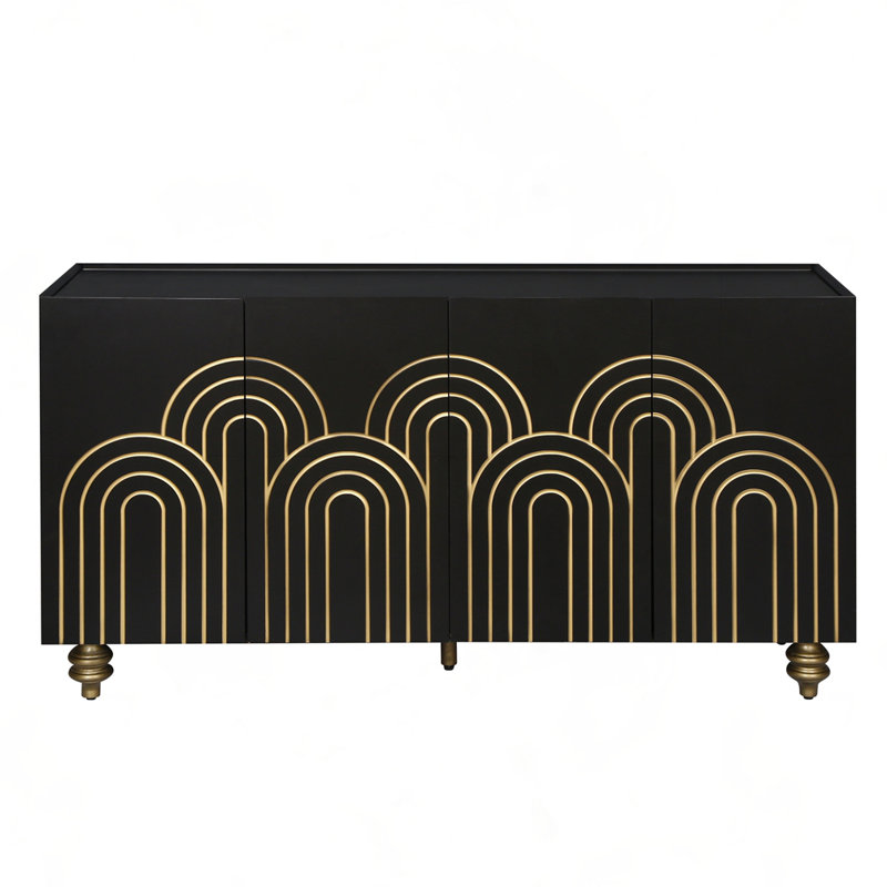 Grande armoire de rangement 59,8 po, Noir et or