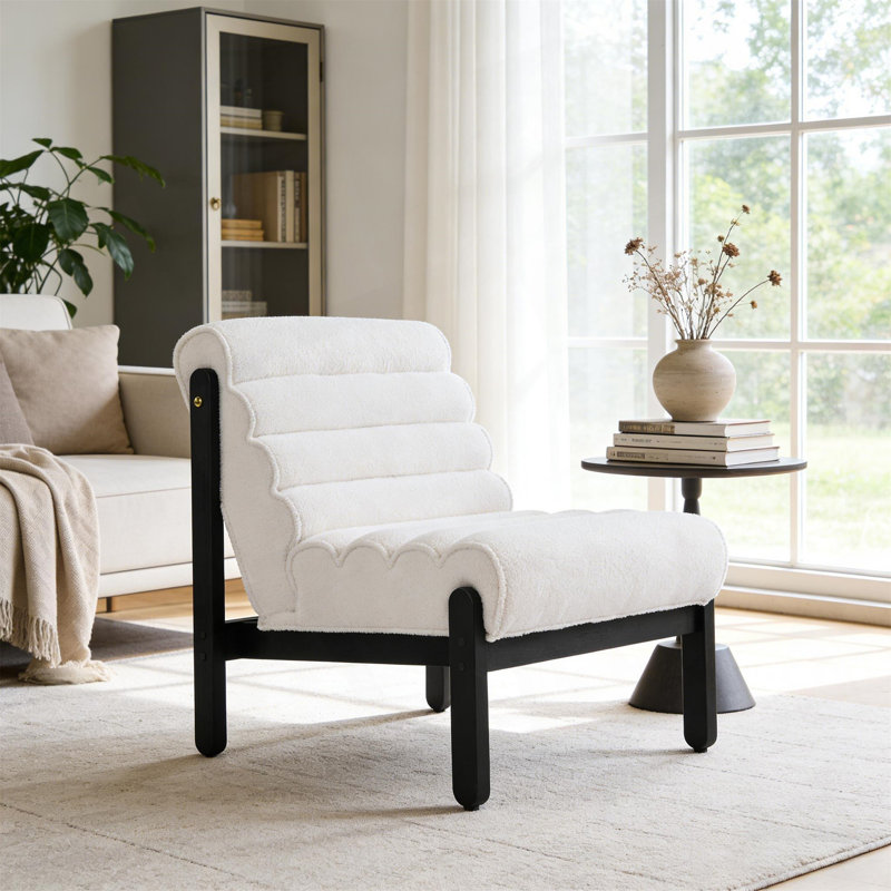 Chaise d'appoint rembourrée Fluffy, Polyester blanc