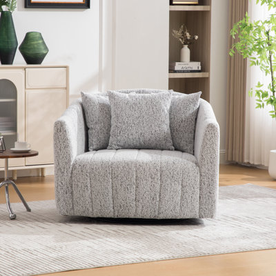 Fauteuil demi-tonneau pivotant de 39 po, fauteuil de lecture rembourré avec coussins