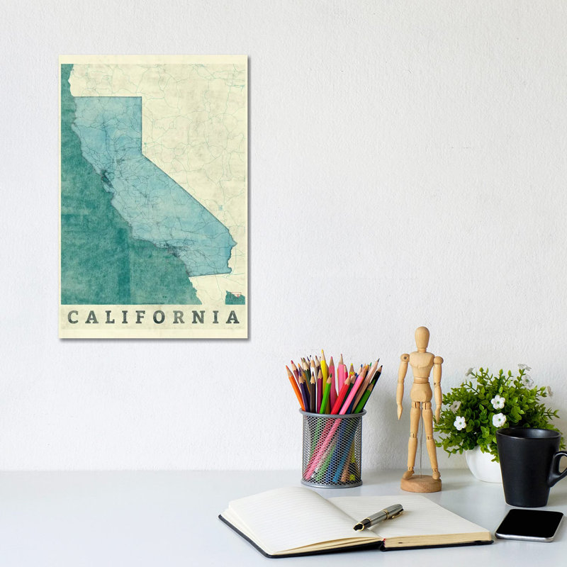 California Map by Hubert Roguski - Wrapped Canvas Print, 20.32 cm H x 30.48 cm W
