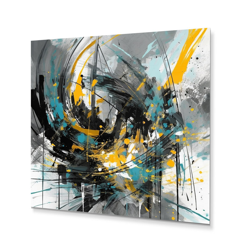 Ecenaz Ecenaz Turquoise jaune tourbillons éclatants II, H 36 po x l 36 po x P 1 po
