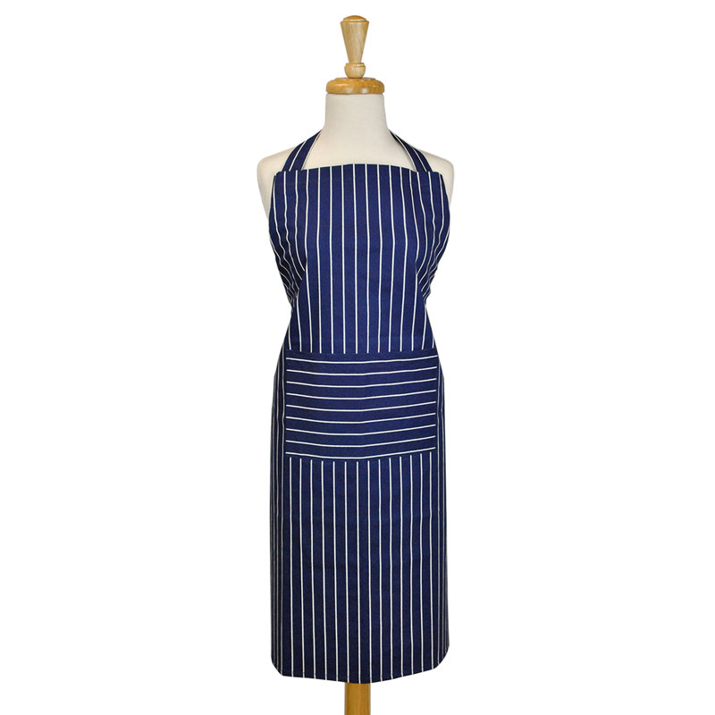 Zimmerman Striped Cotton Bib Apron, Blue Striped