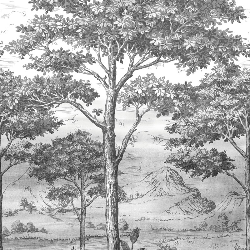 Orom II Collection Black Trees 62.5-inches wide x 9.18-feet high 3-panel Wall Mural