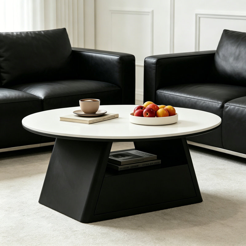 1 table basse simple, Blanc, Noir, H 15,74 po x L 35,43 po x l 35,43 po