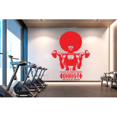«With Gods All Things Are possible», adhésif décoratif pour salle de sport Afro American