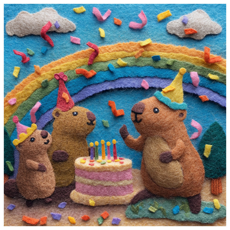 Édredon Felt Groundhog Birthday Scene, Très grand lit