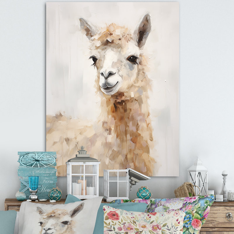 " Minimalism Alpaca Grunge I ", Wrapped Canvas, 44" H x 34" W