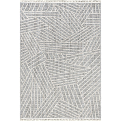 Esmeray Modern Geometric Tasseled Area Rug