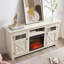 Armoire de ferme à 2 portes, meuble télé de style campagnard, meuble télé de style campagne moderne, grande console de cinéma maison d'inspiration grange avec foyer 18 po, blanc, l 60,23 po x P 15,35 po x 31,7 po-110876473-101137734