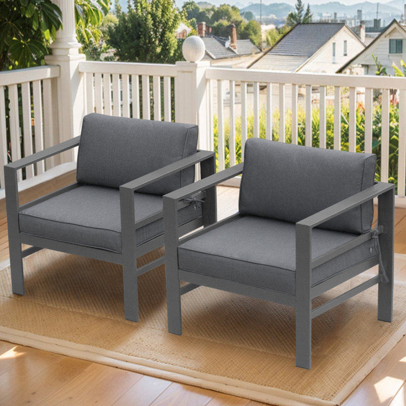  Fauteuil club avec coussins pour 2 personnes Arusha Antilles, Gris foncé, Gris