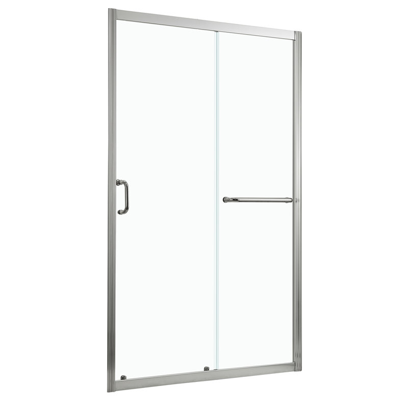 Porte de douche 60 po x 72 po, coulissante simple, nickel brossé - Excellent verre trempé, enceinte de contournement coulissante pour salle de bain, 72 po, produit amélioré
