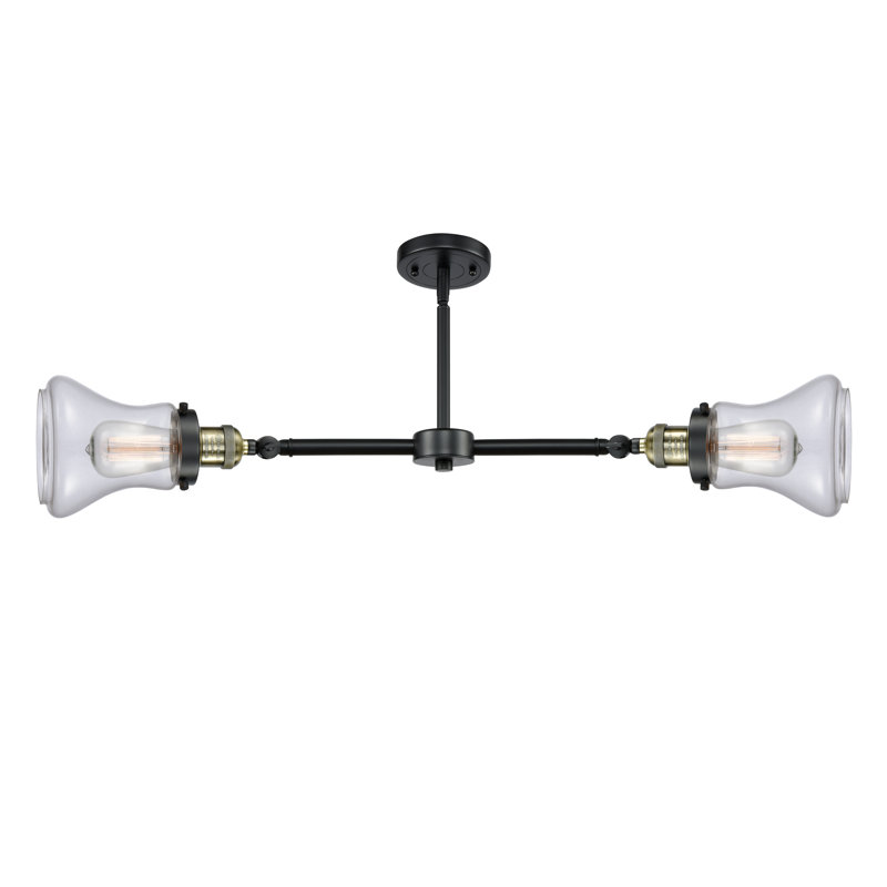 Edda 2 - Light Kitchen Island Pendant, 6 Watt Vinage LED Bulb, Clear, Black Antique Brass
