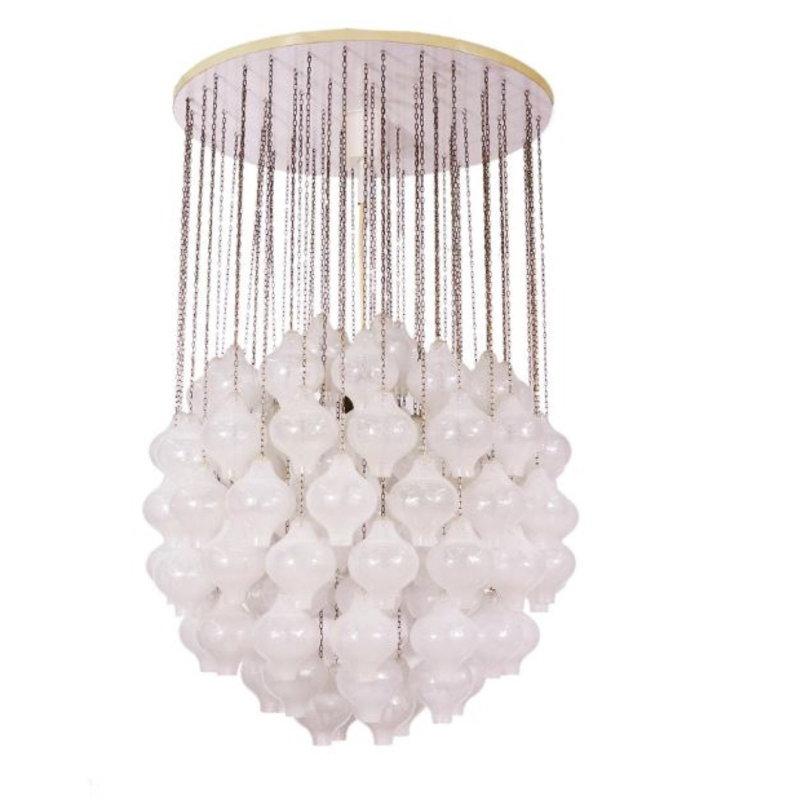Lustre tulipan Kalmar, Argent antique, Transparent, 35” Diameter x 16” Min Height-64” Max Height