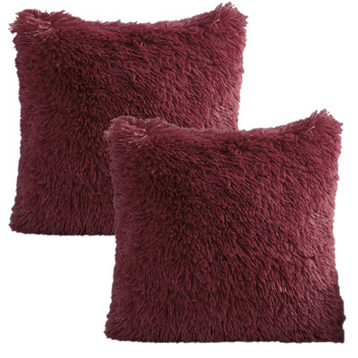 Solid Colour Faux Fur Throw Pillow