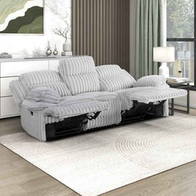 Melita 95" Modern & Contemporary Corduroy Fabric Reclining Sofa with Tab Pull Reclining Motion, Foam Over Pocket Coils & Removable Seat Backs