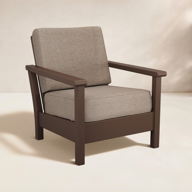 Chaise à assise profonde Harbor, Grey Mist, Mahogany