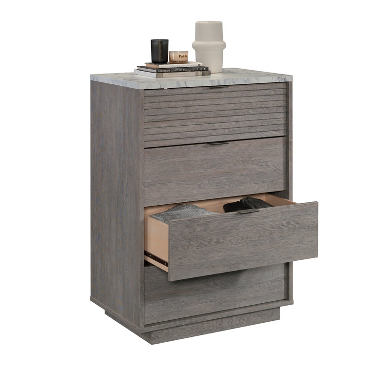 Commode 4 tiroirs, finition brune