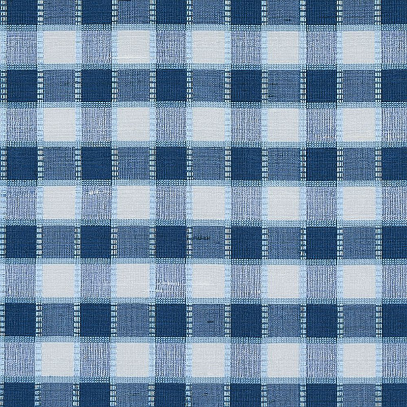 Ingrid Silk Check Fabric, Gray/Blue