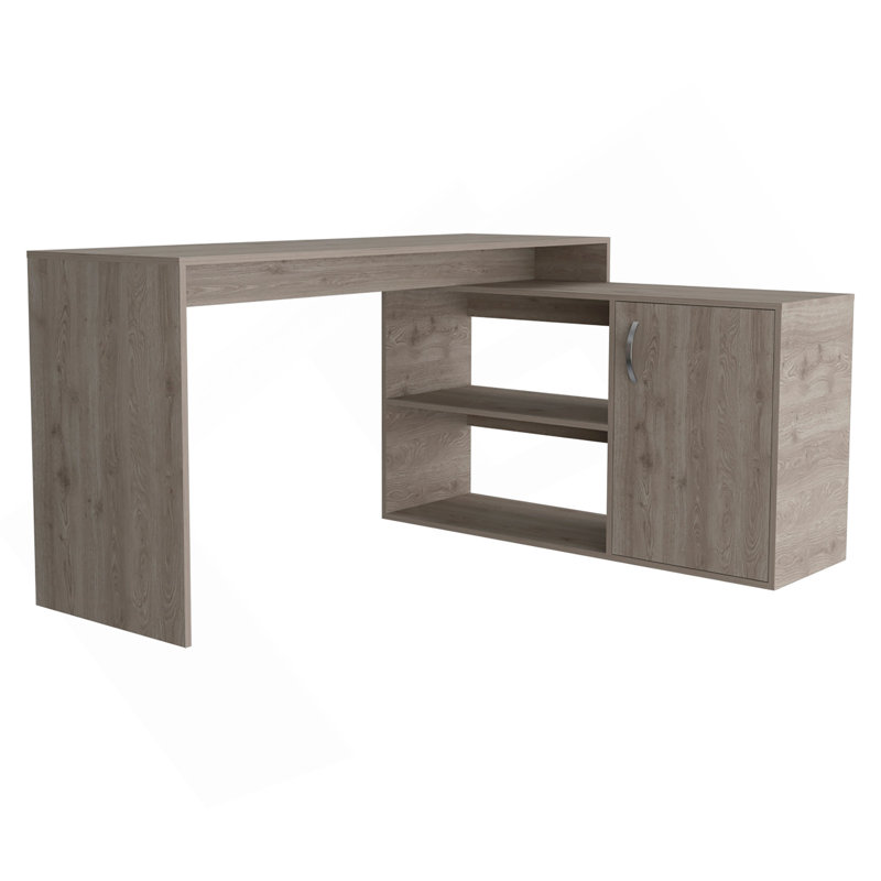 Ridley 2-Shelf L-Shaped Writing Desk Light Grey