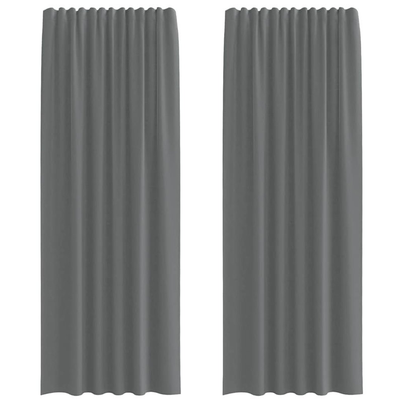 Voile Curtains With Tab Top 2 Pcs, 140cm Width x 260cm Drop, Dark Grey
