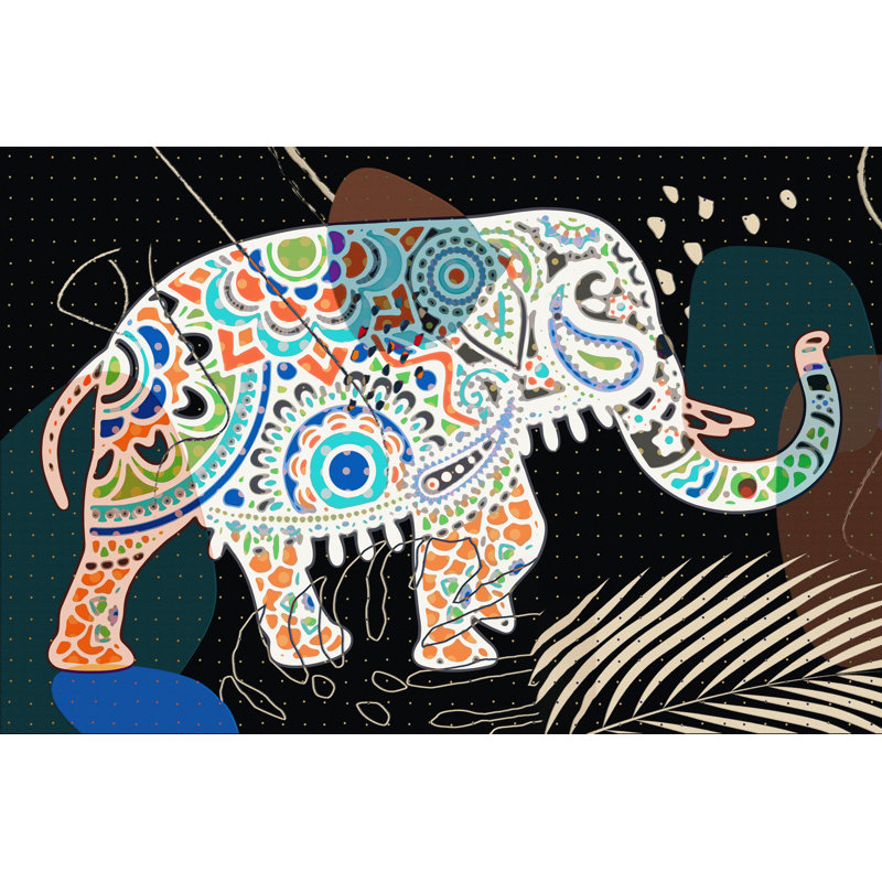 " Boho Elephant Walk " Painting Print, 20" H x 30" W x 1.5" D