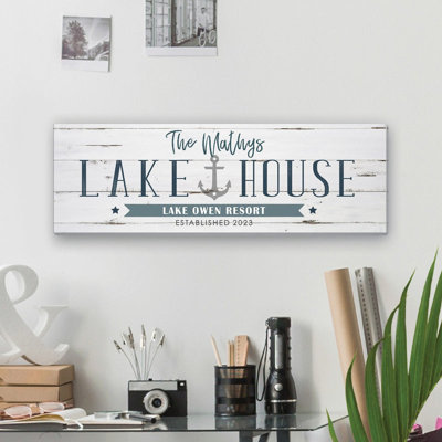 Lake House Personalized 10x30 Gallery Wrapped Canvas