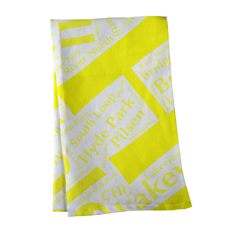 Cotton Tea Towel Kitchen Towel, Black, Chicago