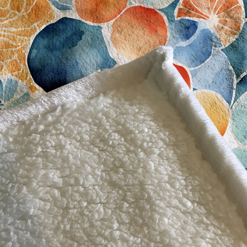 Throw Blanket, Polka Dot, 68" W x 80" L, Orange/Blue