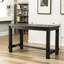 Table de salle à manger brun antique: comptoir, 4 chaises et chaises rectangulaires en bois de style rétro-1551913423